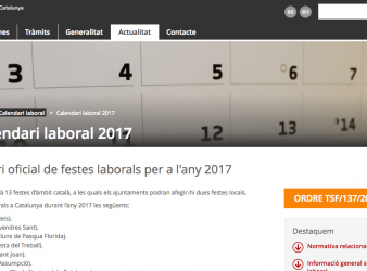 La Generalitat aprova el calendari definitiu d’obertura comercial autoritzada a Catalunya per al 2017